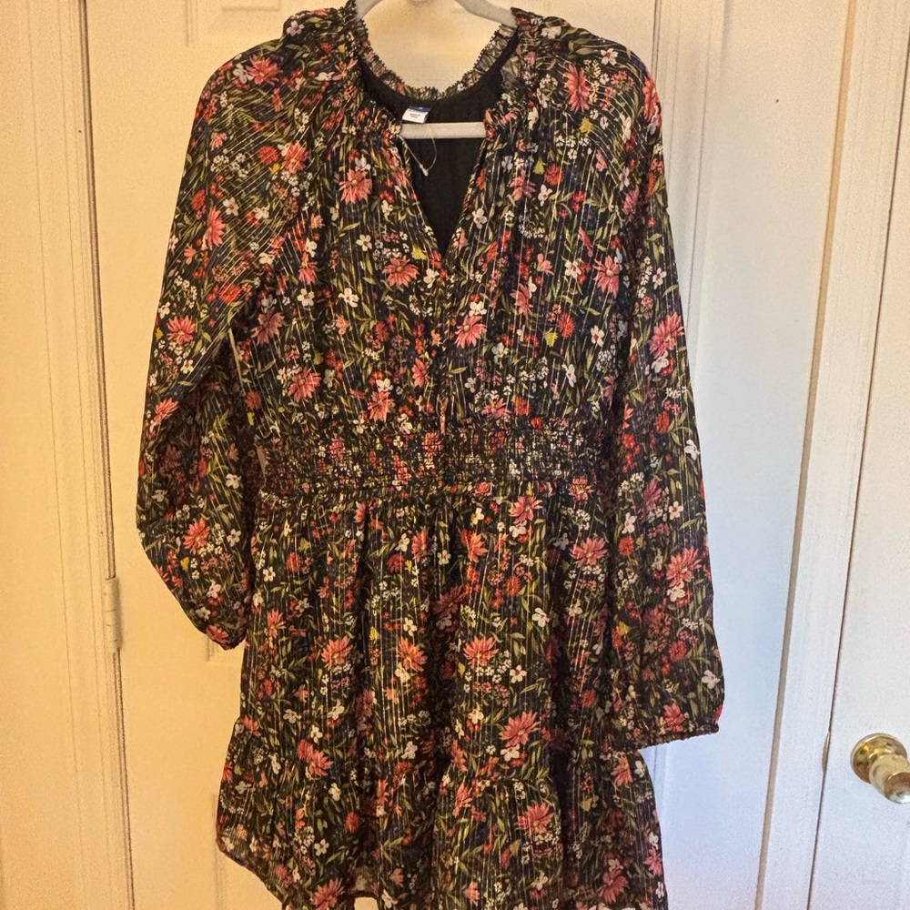 Old Navy Black and Pink Floral Dress